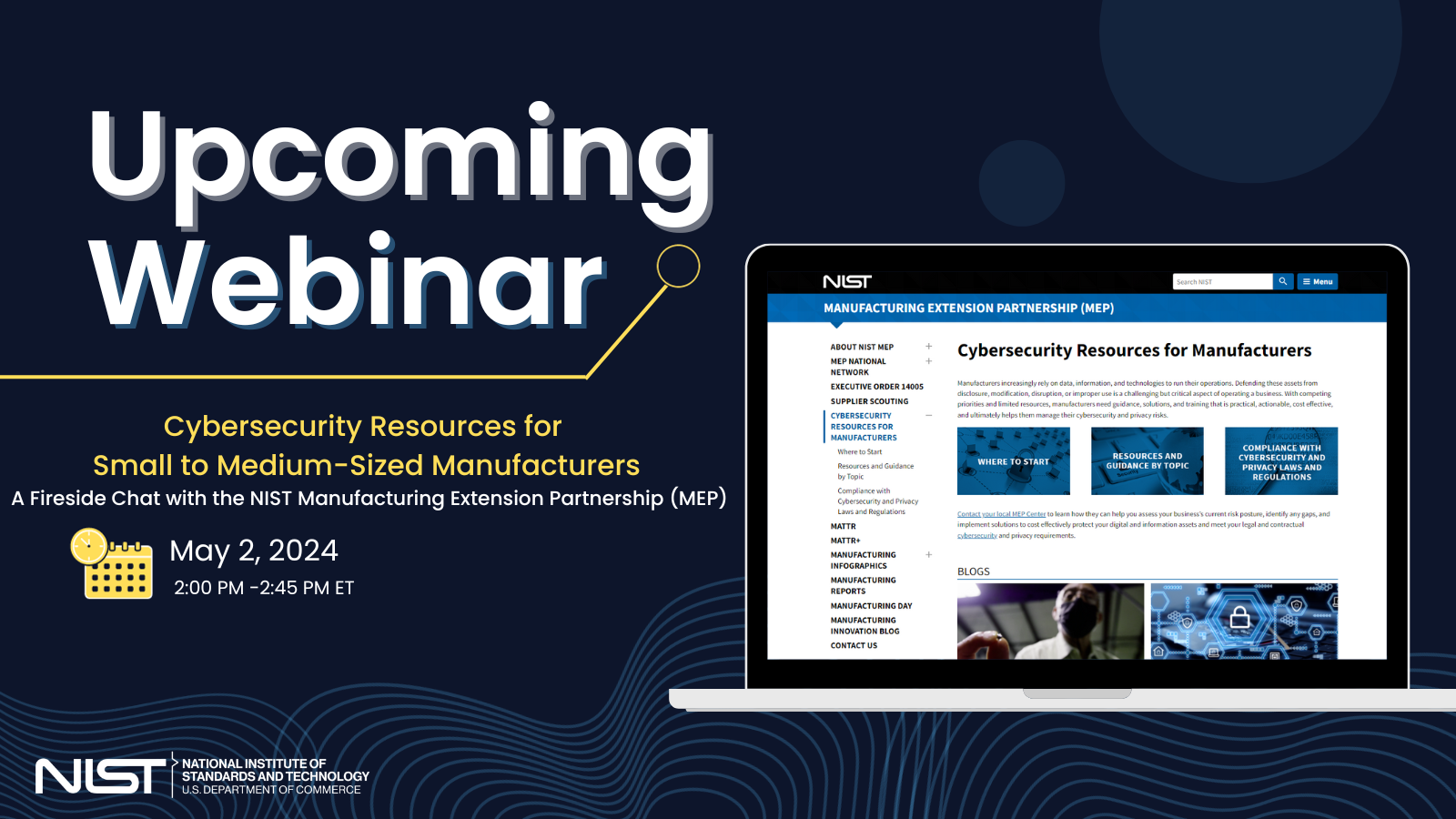 Cybersecurity Resources for Small to Medium-Sized Manufacturers Webinar banner